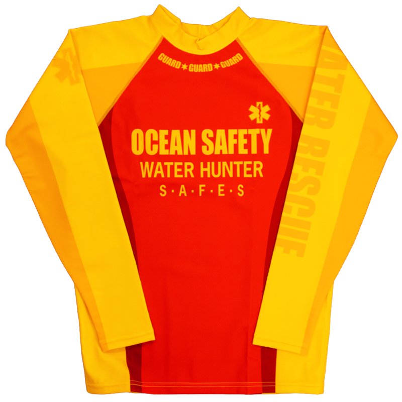 画像1: 【ネコポス対象商品】長袖 ラッシュガード (ocean safety) / ライフセーバー・ユニフォーム【カスタムオーダー対応可】 (1)