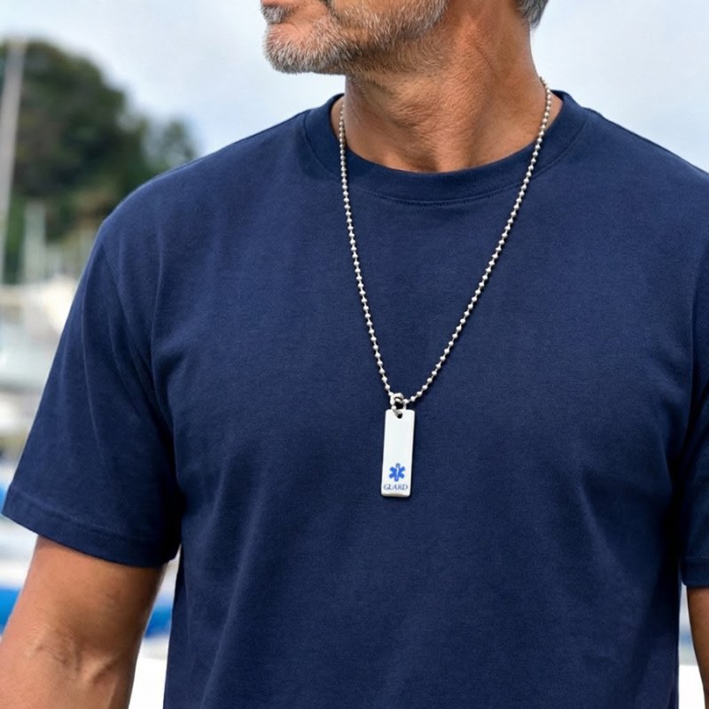 画像3: 【刻印なし】スターオブライフ GUARD ワンポイントIDプレート ステンレス ネックレス (3)
