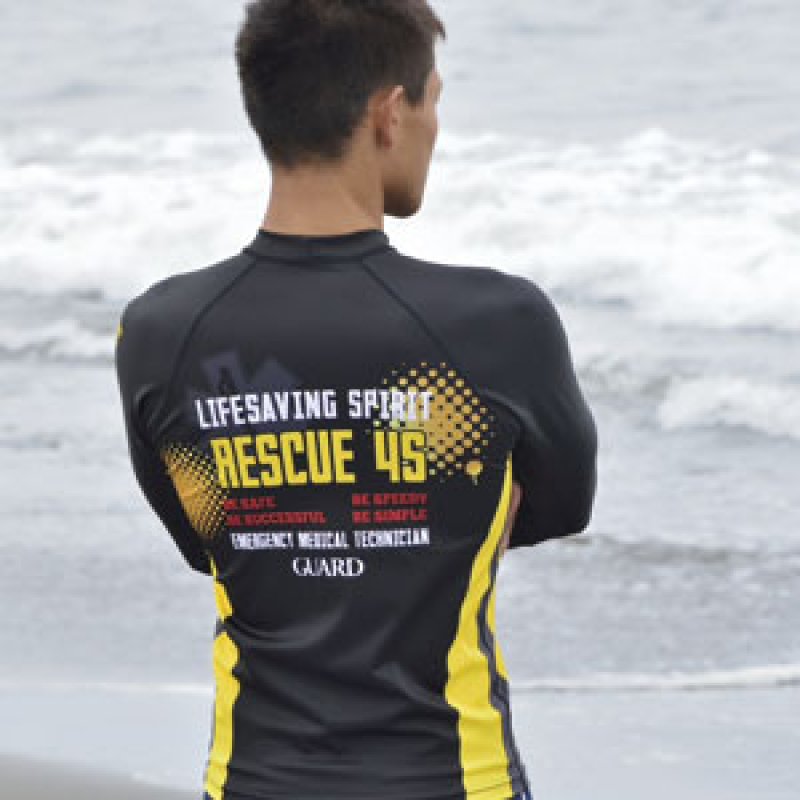 画像8: 長袖 ラッシュガード (13黒×黄 ウォーターパトロール) / ライフセーバー・ユニフォーム【カスタムオーダー対応可】 (8)