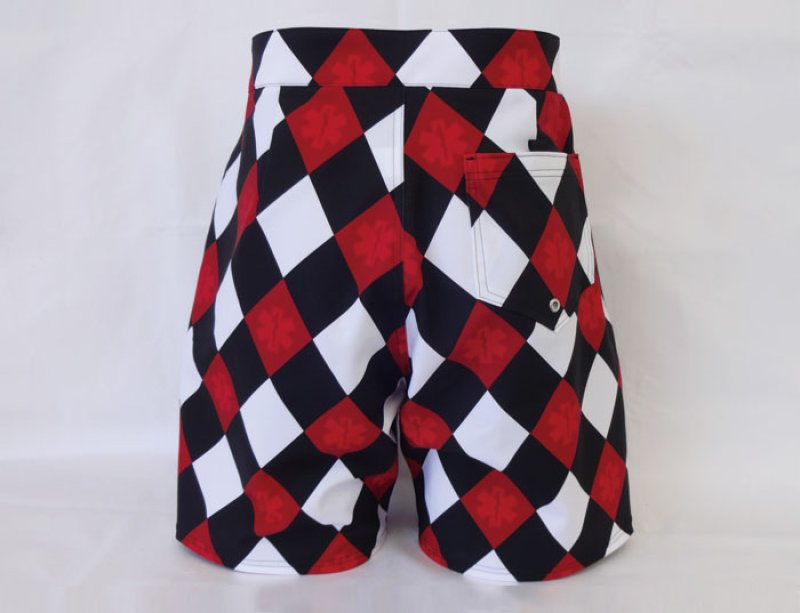 画像2: 【ネコポス対象商品】【アウトレット】サーフパンツ GUARDオリジナル 昇華プリント 【アーガイルチェック】 (2)