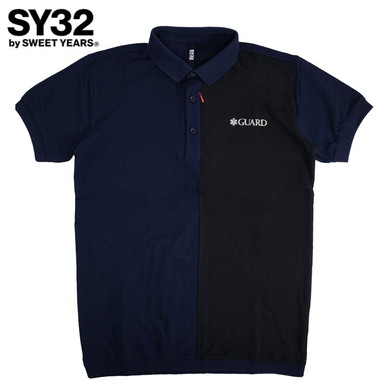 画像1: 【アウトレット】GUARD×SY32 CRAZY POLO 切替デザイン ポロシャツ (1)