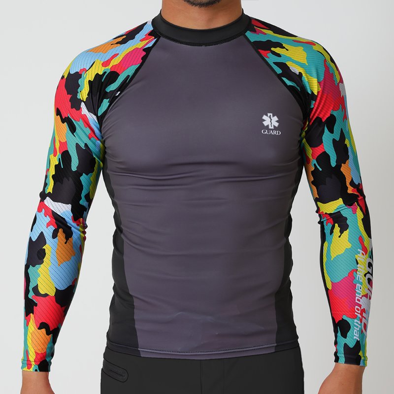 画像3: 【ネコポス対象商品】長袖 ラッシュガード (迷彩柄) オープンウォータースイミング・日焼け予防【カスタムオーダー対応可】 (3)