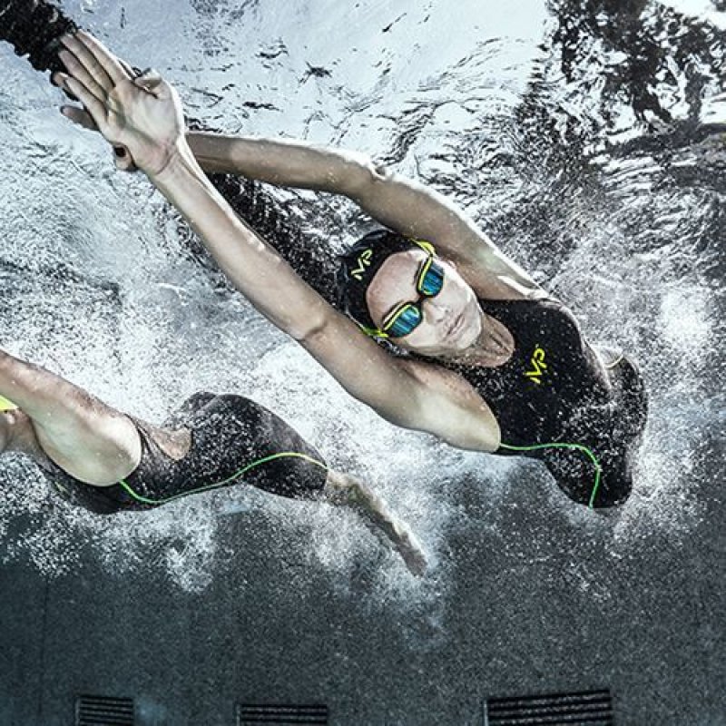 画像5: 【特価品｜返品交換不可（Mサイズ）】MPチーム MPULSE (エムパルス）ウーマンズ スイムウェア BK/YL  FINA認証 高速水着 (5)