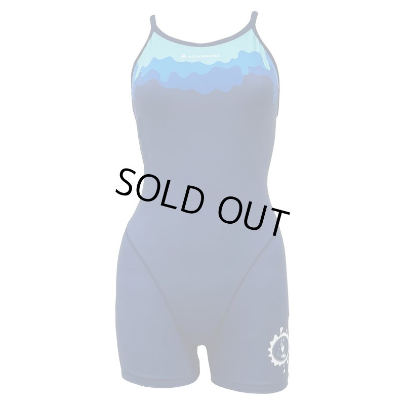 画像1: 【Sサイズのみ】Aquasphere(アクアスフィア) / 女性水着_SWIMJANKY24'×AS(ブルー_オールインワン ハーフスパッツ) レディーストレーニング水着 (1)