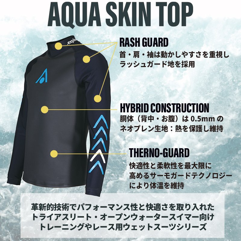 画像7: 【訳あり大特価】AQUASPHERE ラッシュガード 厚手 Aqua Skin Top - オープンウォータースイマー必見！高機能ネオプレン＆ラッシュガード生地の融合 (返品・交換不可) (7)
