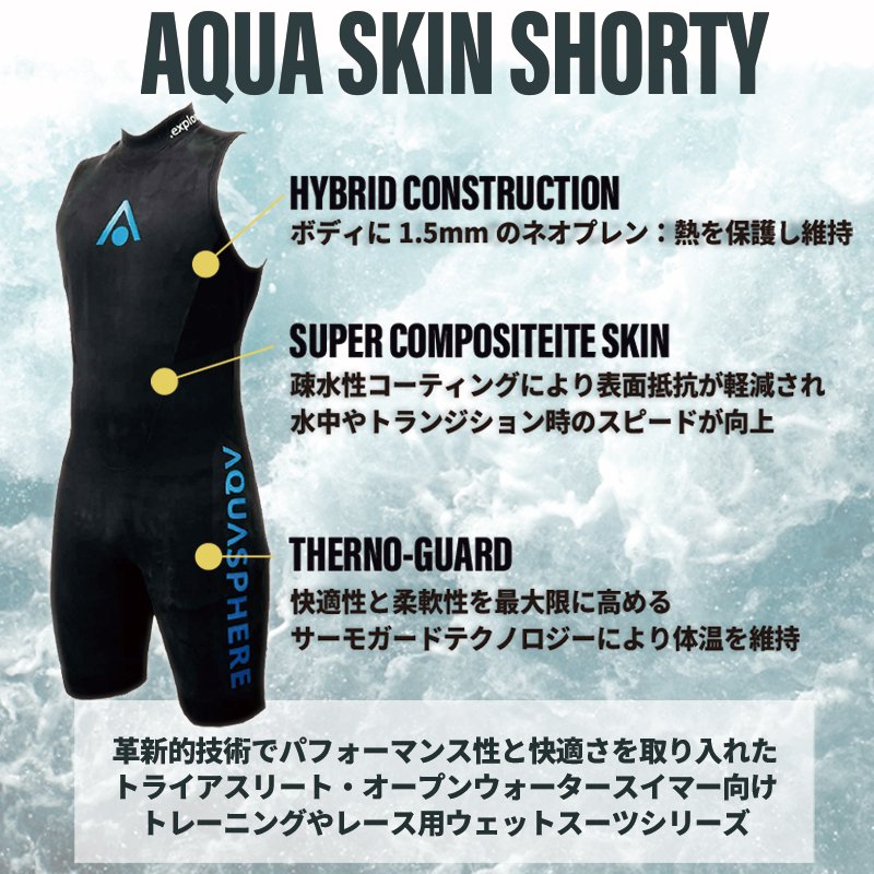 画像6: 【訳あり大特価】AQUASPHERE ウエットスーツ ショートジョン Aqua Skin Shorty メンズ - 快適性×保温性、トライアスリートに最適！ (返品・交換不可) (6)