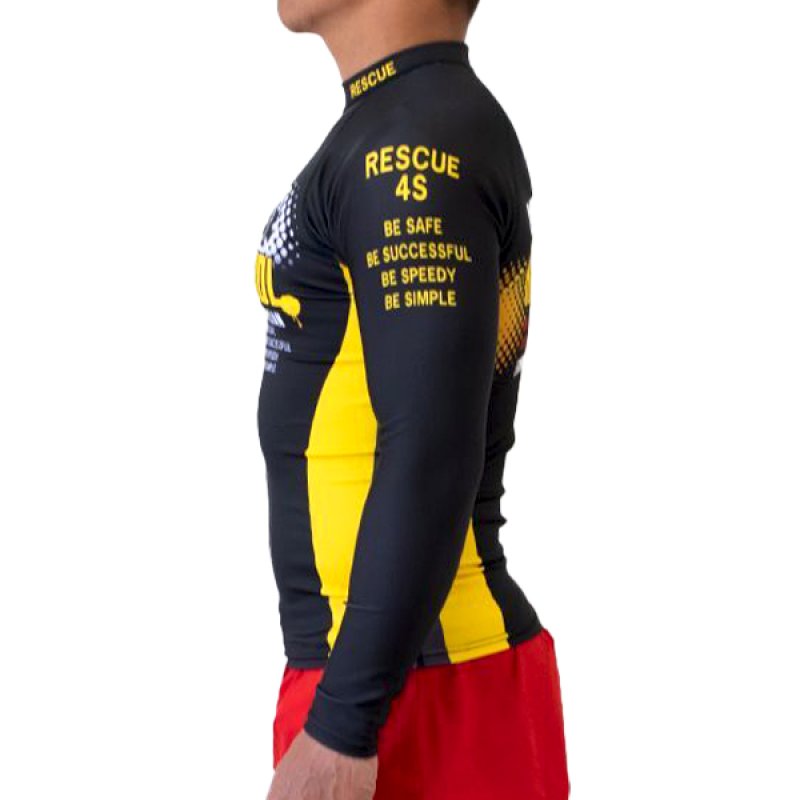 画像3: 長袖 ラッシュガード (13黒×黄 ウォーターパトロール) / ライフセーバー・ユニフォーム【カスタムオーダー対応可】 (3)