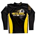 【ネコポス対象商品】長袖 ラッシュガード (13黒×黄 ウォーターパトロール) / ライフセーバー・ユニフォーム【カスタムオーダー対応可】