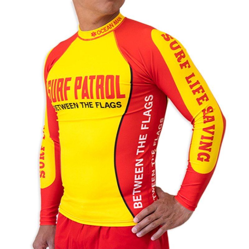 画像3: 【ネコポス対象商品】長袖ラッシュガード（13 赤×黄サーフパトロール）｜ライフセーバー パトロール対応 ユニフォーム〈カスタムオーダー対応〉 (3)