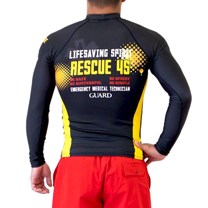画像4: 長袖 ラッシュガード (13黒×黄 ウォーターパトロール) / ライフセーバー・ユニフォーム【カスタムオーダー対応可】 (4)