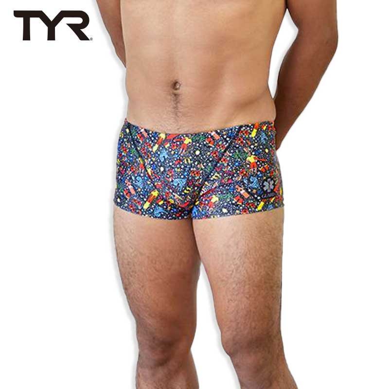 画像1: 【アウトレット｜ブラックSサイズ】TYR 水着 トレーニング用 (ライフセーバー イラストデザイン)｜ボクサータイプ (1)