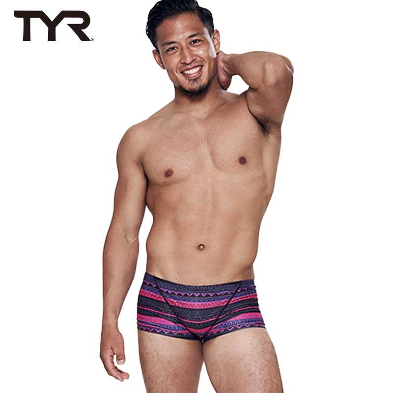 画像1: 【アウトレット｜ピンクSサイズ】TYR 水着 トレーニング用 (デコレーションボーダー)｜ボクサータイプ  (1)