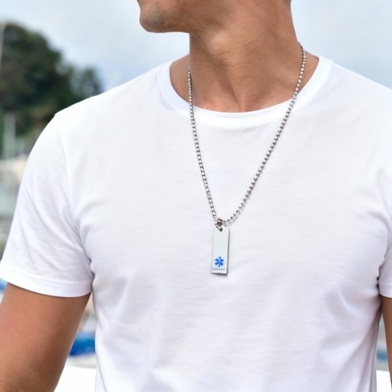 画像3: 【刻印なし】スターオブライフ GUARD ワンポイントIDプレート ステンレス ネックレス (3)