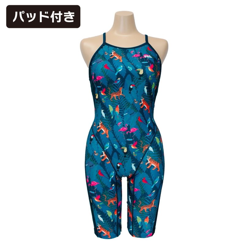 画像1: 【パッド付き】RA(アールエー) / 女性水着 (オールインワン セミロングスパッツ) レディース ワンピース トレーニング水着 (1)