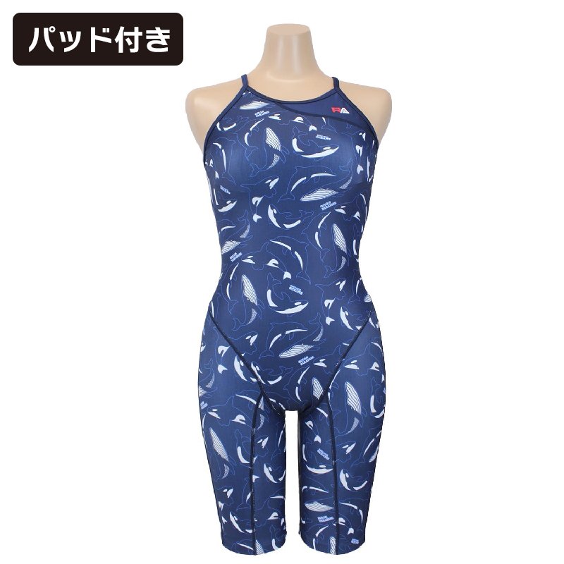 画像1: 【パッド付き】RA(アールエー) / 女性水着 (オールインワン セミロングスパッツ) レディース ワンピース トレーニング水着 (1)