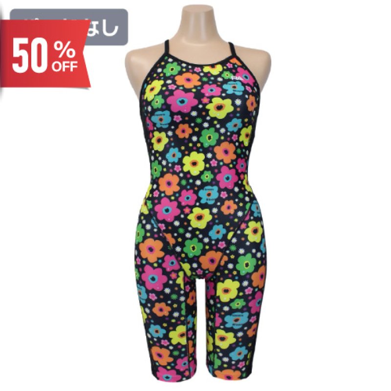 画像1: 【ネコポス対象商品】【パッドなし】RA(アールエー) / 女性水着 (オールインワン セミロングスパッツ) レディース ワンピース トレーニング水着 (1)