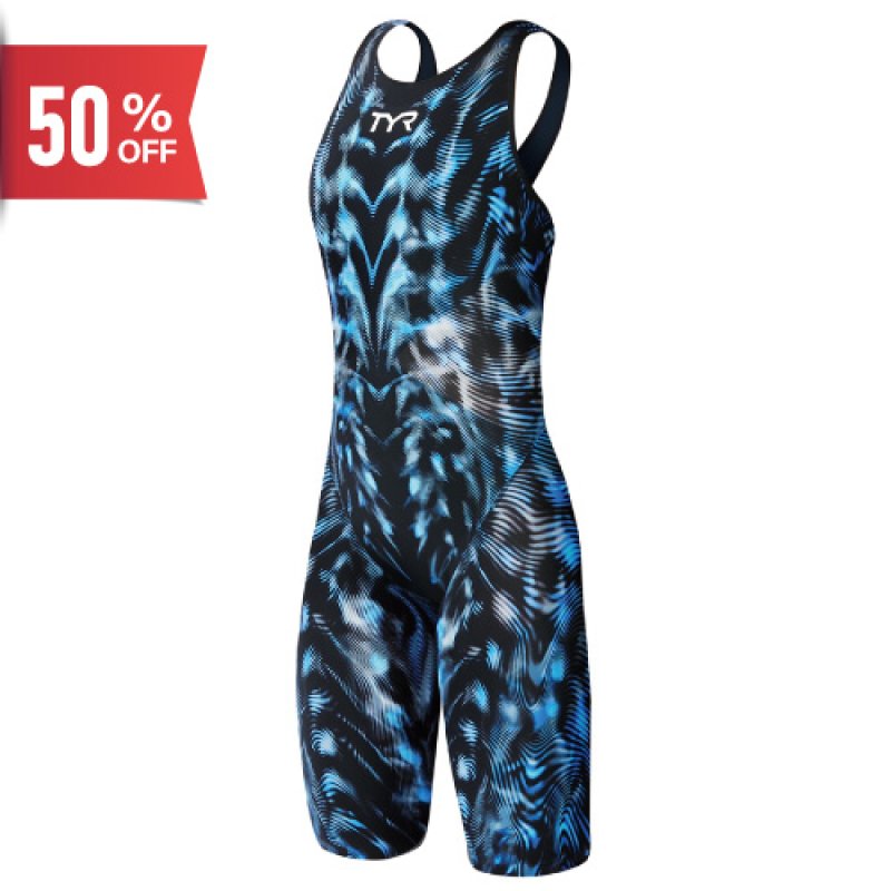 画像1: 【箱破損あり・返品・交換不可】FINA認定 TYR レディース高速水着 VENZO オープンバック SBLUE (1)