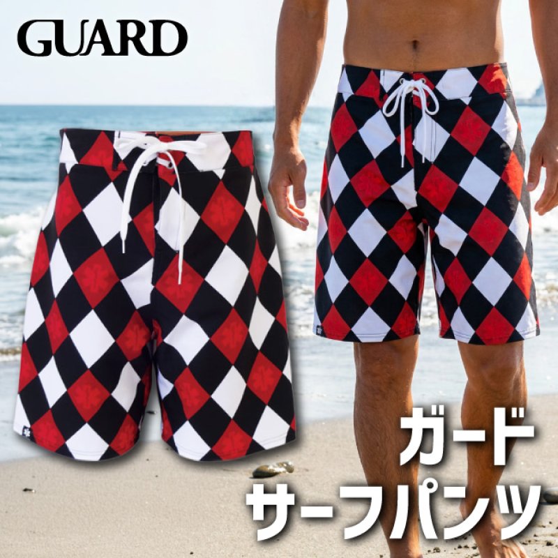 画像1: 【ネコポス対象商品】【アウトレット】サーフパンツ GUARDオリジナル 昇華プリント 【アーガイルチェック】 (1)