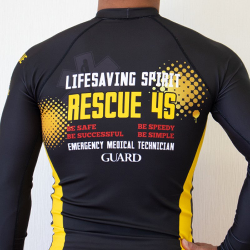 画像6: 長袖 ラッシュガード (13黒×黄 ウォーターパトロール) / ライフセーバー・ユニフォーム【カスタムオーダー対応可】 (6)