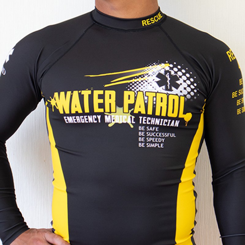 画像5: 長袖 ラッシュガード (13黒×黄 ウォーターパトロール) / ライフセーバー・ユニフォーム【カスタムオーダー対応可】 (5)