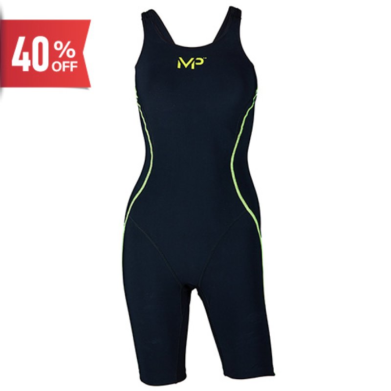 画像1: 【特価品｜返品交換不可（Mサイズ）】MPチーム MPULSE (エムパルス）ウーマンズ スイムウェア BK/YL  FINA認証 高速水着 (1)