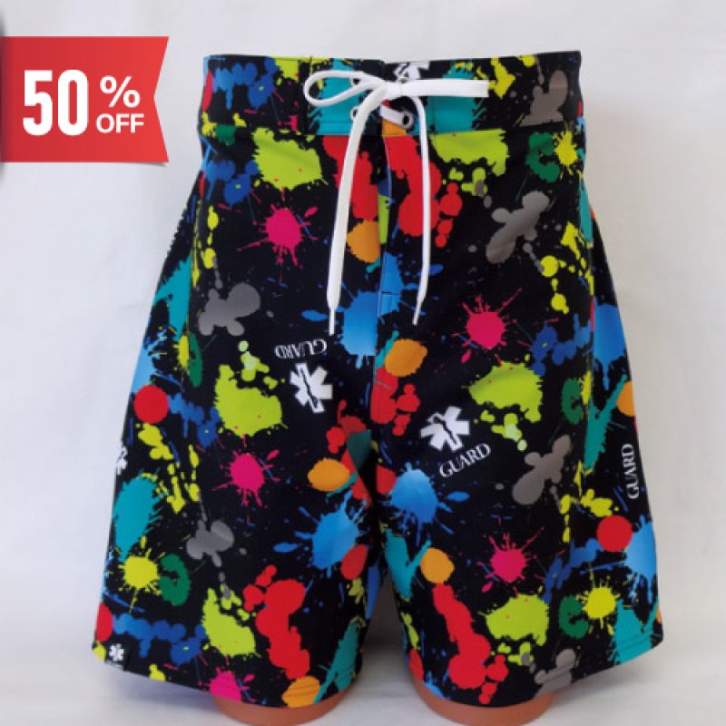 画像1: 【ネコポス対象商品】【アウトレット】サーフパンツ GUARDオリジナル 昇華プリント 【ペイント】　 (1)