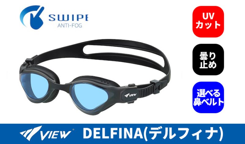 画像1: VIEW fina承認 スイミングゴーグル DELFINA V2000SA BLBK ブルークリアレンズ (1)