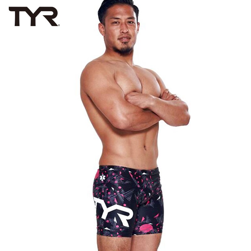 画像1: 【ブラックピンクSサイズのみ】TYR メンズ練習用競泳水着 ドット＆リーフ｜GUARD限定デザイン ジャマータイプ (1)