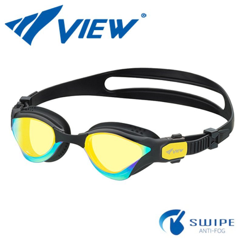画像1: VIEW fina承認 SWIPE ANTI-FOG スイミングゴーグル ミラーレンズ  DELFINA for TRIATHLON V2000SAM カラーCBKO (1)