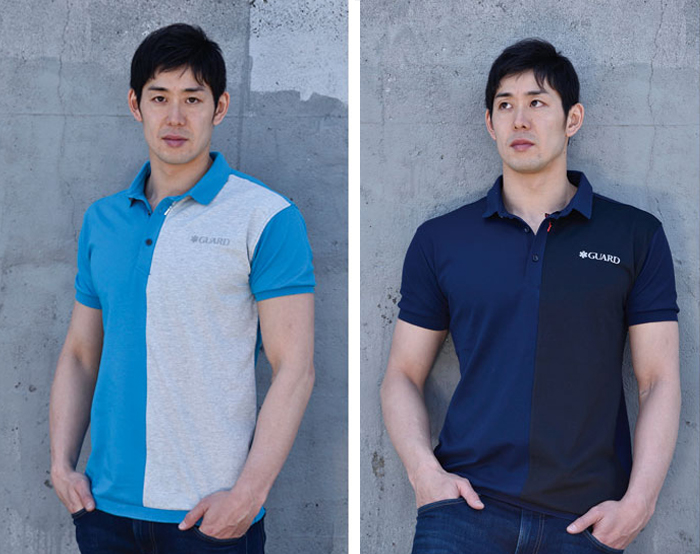 GUARD×SY32 CRAZY POLO メンズ 切替デザイン ポロシャツ 全体像