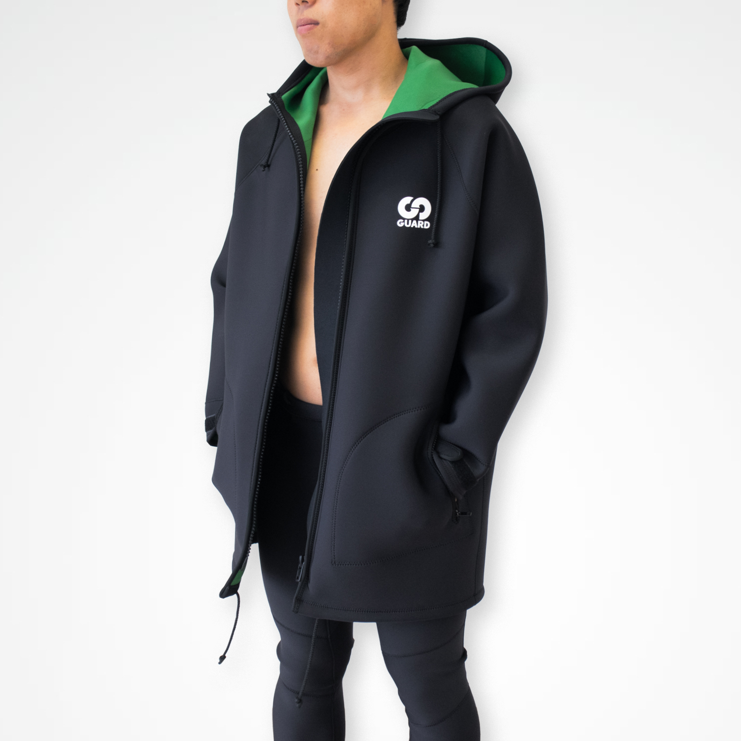 ウェットフードジャケット シルエット フロントジップ開き