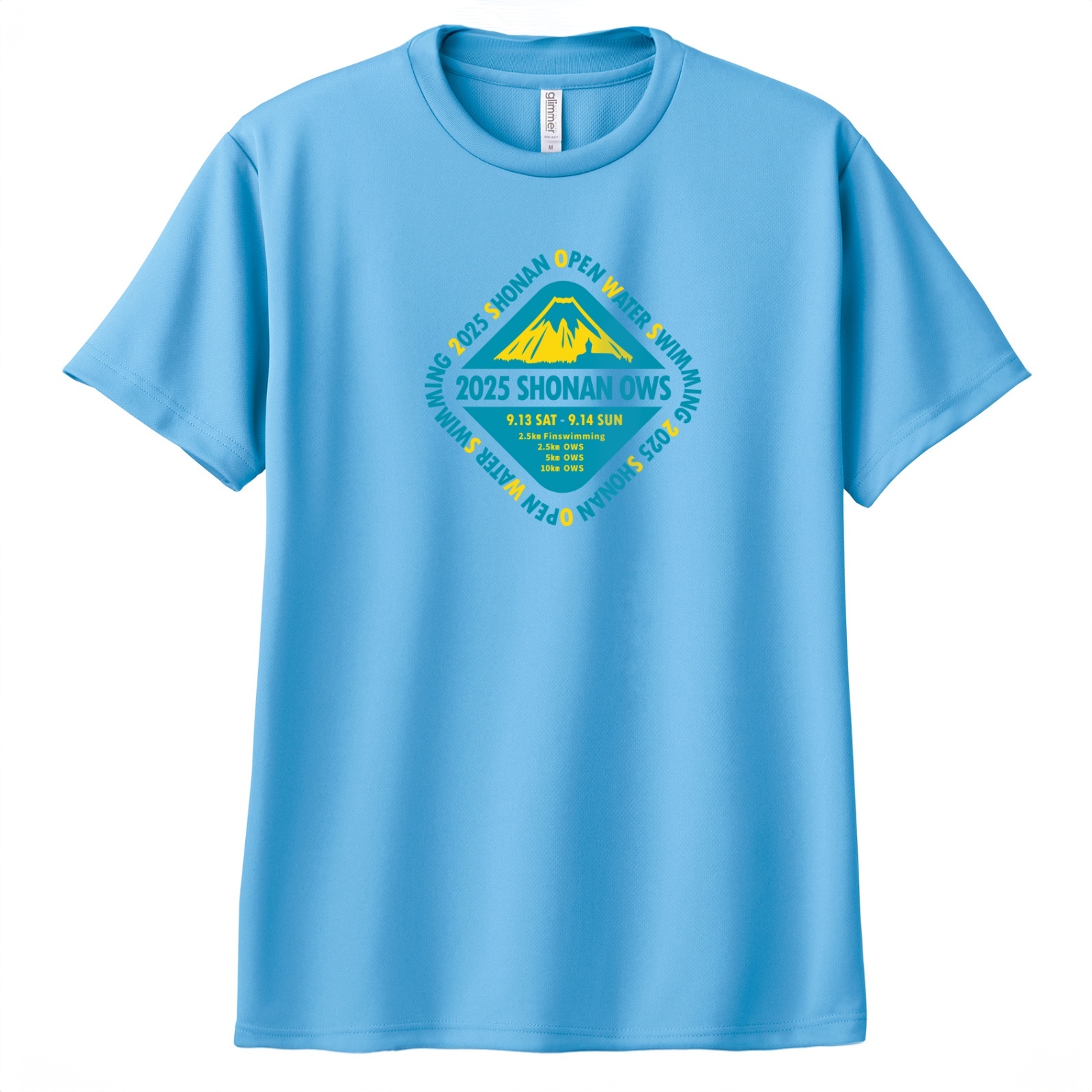 湘南オープンウォータースイミング大会 記念Tシャツ　WEB限定カラー（サックス）前身