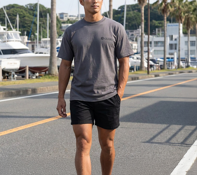GUARD ドライ接触冷感Tシャツ　セメント　着用イメージ